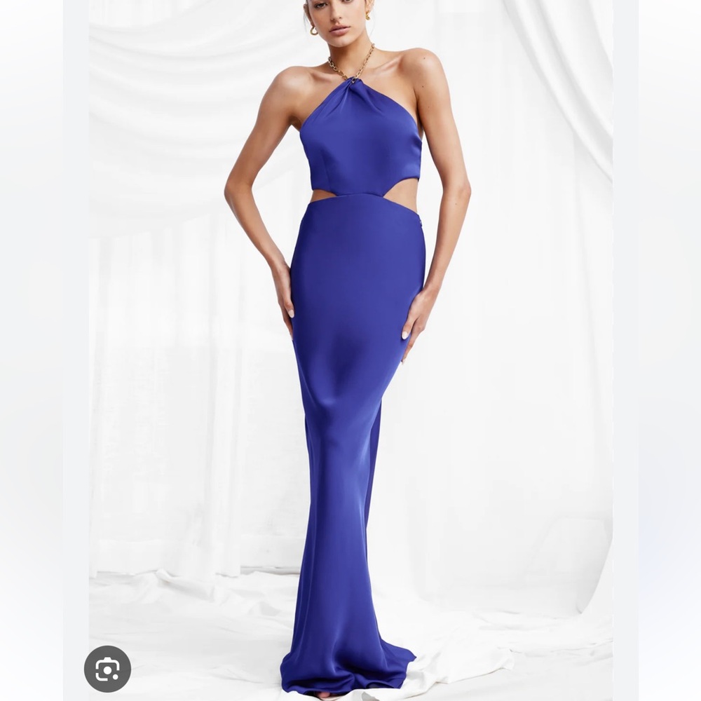 Blue Halter Sheath Dress for Prom